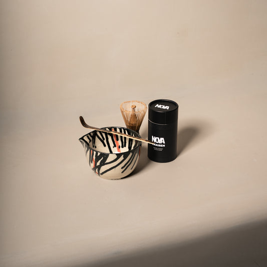 Matcha set N1 růžový - stékaný vzor -A